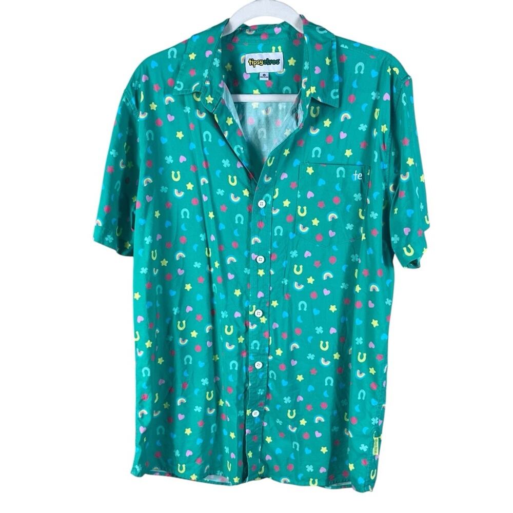 Tipsy Elves Men's Lucky Charmer Button Down Shirt St. Patrick's Patty Day Medium - Picture 4 of 9